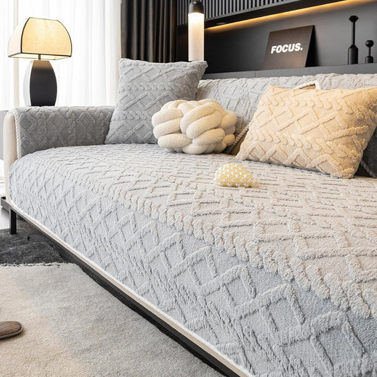 Gemütlicher Sofabezug für 3-Sitzer Sofas Hellgrau